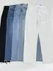 Kvinnors jeans Kvinnors avslappnade all-match Demin Pants Spring Lady Frayed Croped Straight-ben jeans med dragkedja 230306