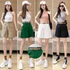 Shorts pour femmes été femmes 2023 mode coréenne couleur unie ceinture filles étudiants jambe large décontracté ample droite femme