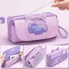 أكياس قلم رصاص Quicks and Cat Pencil Case Clet Pencil Bag ثلاث طبقات قلم كبير الفتيات Kawaii Stationery Bag Cartoon Pen Bag Bag J230306