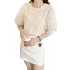 Blusas femininas BLUSAS MUJER ELEGENTE DE PACKWORK CROCHET MULHERIA CAMISLA LIDIES LACE BLOUS