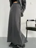 Robe de deux pièces EAM demi-corps jupe gris rayé grande taille pièces costume revers à manches longues femmes mode printemps automne 2023 1D 802 230306