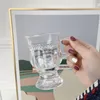 Dijkartikelen sets Amber Glass in reliëf Goblet Retro Mini Water European Style Gold Rimmed Transparant Cup Afternoon Tea Coffee 1pcs