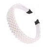 Bandanas Pearl Headband Weddingpadded Wide Headpiece Women Thick Hair Hoop Bride Headwear Crystal