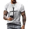 Hommes t-shirts 2023 hommes T-Shirt Vintage imprimé 3D jésus croix motif pour hommes vêtements été à manches courtes col rond hauts