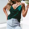 Kvinnors tankar Camis läsbar spaghetti rem topp kvinnor halter v hals grundläggande cami ärmlös siden satin tank s camisole 230306