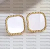 Classic Four Leaf Clover Charm Stud Earrings Back Mother of Pearl Silver 18K Gold Plated Agate for Women&Girls Valentine's Mother's Day Wedding Jewelry Gift