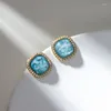 Stud Earrings Shell Fragment Square Blue Resin 925 Needle Sweet Design Korea Jewelry For Woman Trendy Ear Piercing