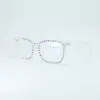 Sunglasses Anti Blue Light Computer Glasses For Eye Strain Clear Lens Women Rhinestone Crystal Bling Eyeglasses1