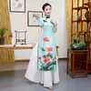 エスニック衣類ao dai women long cheongsamパーティードレスマンダリンカラー中国語スタイルqipaoウェディングバンケットブライドガウンvestido s-5xl