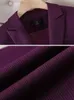 Trajes de mujer Blazers Negro Café Púrpura Blazer con un solo botón y traje de pantalón Mujeres formales Ropa de trabajo de negocios de manga larga para mujer Conjunto delgado de 2 piezas 230306
