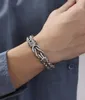 12m 8.66inch Bracciale a catena in acciaio inossidabile intrecciato a grano d'argento Catena a maglie in acciaio inossidabile per regali da uomo Punk semplice