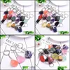 Keychains Lanyards Natural Form Rough Stone Quartz Keychain Ring for Women Men Handbag Hangle Car Key Holder Mineral Stones Keyrin DHVWP