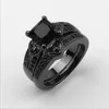 Bröllopsringar 2023 Black Diamond Set Ring Luxury Jewelry for Men and Women Cool Trend