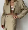 İki parçalı elbise Xeasy Women Blazer giyim seti, etek ile takım elbise takım elbise tüvit uzun kollu kısa 230303