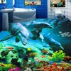 Fonds d'écran Décoration Maison 3d Plancher Imprimer Sea World Dolphin Pvc Flooring Étanche Auto-adhésif