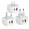 Boîte de chargeur de téléphone 20W, Charge rapide Type C PD, Charge rapide pour Iphone, prise EU US UK AU, USB avec QC3.0