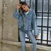 Kvinnors jackor denim skörd 2023 vintage mode plus size jacka casual koreansk kvinnor kappa jean streetwear