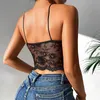 Women's Tanks Women Camisole Pink Crop Top Embroidery Floral Lace Strapless Corset Bustier Backless See Through Tank Clubwear Cropped Vest