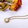 Pendant Necklaces Wholesale 5 Round Inlaid Beautiful Pearl Women's Retro Fashion Titanium Steel Gilt Sunflower Collarbone Necklace