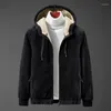 Men's Hoodies Winter Lambswool Padded Hoodie Jacket Men's Casual Slim Thickened Zipper Hooded Cardigan Silver Fleece Jackety