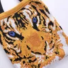 Abendtaschen Mode stricken kreative Jacquard Tiger Design gelbe Umhängetasche Frauen große Kapazität Handtasche süße Cartoon -Tasche Einkaufen