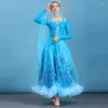 Bühnenkleidung Glänzende Ballsaal-Wettbewerbskleider für Frauen Strass Designerkleidung Drag Outfits Walzer Tanzkostüm JL1755