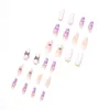 False unhas 24pcs Pressione Longo no estilo doce unhas falsas removíveis nuvens roxas de decora sal99