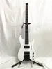 Hoogwaardige witte 4 string Headless Electric Bass gesloten ophalen zwarte hardware