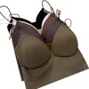 Tanques femininos femininos de verão malha de malha de camisola tampas de tanque de espaguete strap citarset camis com bRalette de decote em V Bras em Bras