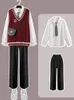 Dwuczęściowe spodnie kobiet Xgotch Trzyczęściowa kamizelka preppy Suits wczesna wiosna Studentka Koszula z długim rękawem wysokim talią prosty garnitur 230306