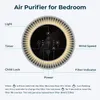 Oczyszczacze powietrza do sypialni z regulowanym światłem nocnym, TEC.Bean H13 Prawdziwy filtr powietrza HEPA do biurka biurowego, eliminatorów zapachu do domu, tryb uśpienia cichy środki do czyszczenia powietrza