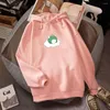 Kvinnors hoodies harajuku varm hoodie pullover dragsko rosa kvinnor koreansk stil vinter rolig ängel groda överdimensionerade sweatshirt kvinnor män