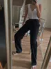 Kvinnor Pants Capris Spring Office Lady High Quality Elegant Casual Fashion Wide Leg Women Women Pants S 230306