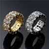 Jóias de luxo jóias masculinas anel 9mm 2rows Round Round Corte