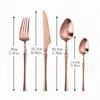 Dinnerware Sets Rose Gold Stainless Steel Tableware Set 16Pcs Travel Cutlery Western High-End Wedding Flatware Drop