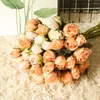 Decorative Flowers 4 Heads Long Stem Retro Silk Rose Artificial Wedding Decoration Fake Plastic Branches With Leaves Home Decor