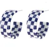 Stud-oorbellen Design Blue C-vormig gestreepte rooster Koude wind Simple Silver Naald Gepersonaliseerde sieraden