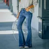 Jeans da donna Jeans a zampa Pantaloni da donna vintage in denim Pantaloni da tasca elasticizzati alla moda Pantaloni dritti larghi casual Streetwear Jeans a gamba larga 230306
