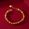 Bracelet chaîne de perles solides pour hommes et femmes, chaîne de poignet en or jaune véritable 18 carats rempli, classique unisexe, bijoux à la mode, cadeau