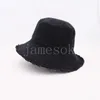 Sombrero de pescado flexible con flecos de ala ancha de algodón lavable para mujer, sombrero de cubo personalizado en blanco df072