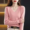 Women's Sweaters Sweater Women Autumn Winter Women Sweaters Fashion V-neck Cashmere Sweater Women Knitted Sweater Pullover Tops 230306