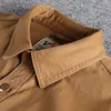 Мужские повседневные рубашки Ретро Мужская рубашка-карго Куртка Холст Хлопок Хаки Военная форма Легкие повседневные рабочие рубашки в стиле сафари Мужская верхняя одежда 230306