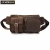 Waist Bags Quality Leather Casual Fashion Fanny Belt Bag Chest Pack Sling Design Travel Phone Cigarette Case For Men 811-10-d