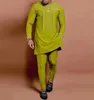Survêtements pour hommes dans les ensembles pour hommes vêtements africains à manches longues couleur unie poche chemise décontractée et pantalon de mode ensemble 2 pièces costumes pour hommes 230306