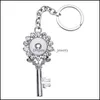 Keychains Lanyards Noosa Fashion Cross Flowers Mönster Rhinestone Snap Key Chains Fit 18mm knappar Keyrings Drop Leverans Accessori DH2PL