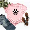 女性のTシャツ子犬プリントTシャツFEMME O-NECK半袖コットンTシャツ女性ブラックホワイトサマールーズトップス