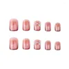 False unhas 24pcs destacáveis ​​Ponto de blush de diamante design francês Dicas de capa completa falsa com ferramenta de manicure