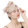 Cappelli a tesa avara Sposa Copricapo da sposa Copricapo champagne Fermaglio per capelli per cocktail Cappello Fascinator per donna Accessori per capelli eleganti Velo Chapeau 230306