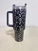 Tumblers 40oz leopard Tumblers i rostfritt stål med handtag Vattenflaska Portabel Utomhussport Cup Öl Mugg Isolering Resor Vakuumflaskor T230306