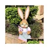 Favor de festas 14 Artificial St Bunny Standing Rabbit com Carrot Home Garden Decoração Os suprimentos de tema da Páscoa Droga Droga Eve Festiva Dhqkc